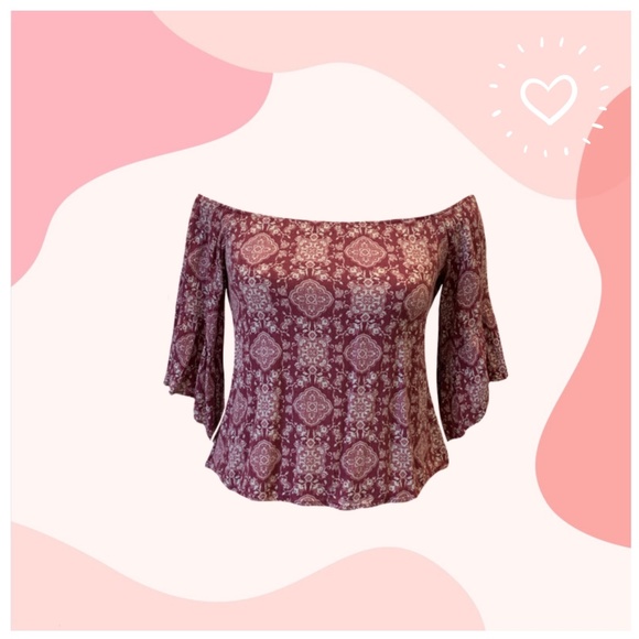 Off shoulder pink floral Flowy blouse - Picture 1 of 1